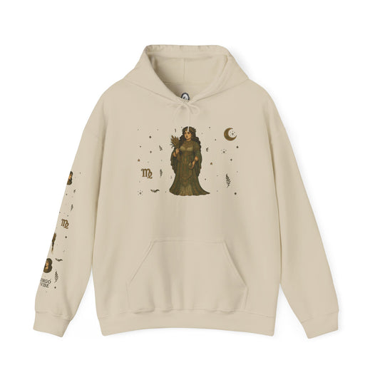 “Virgo” Unisex Heavy Blend™ Hooded Sweatshirt — organized, observant, and witchy in the best way ♍🖤✨