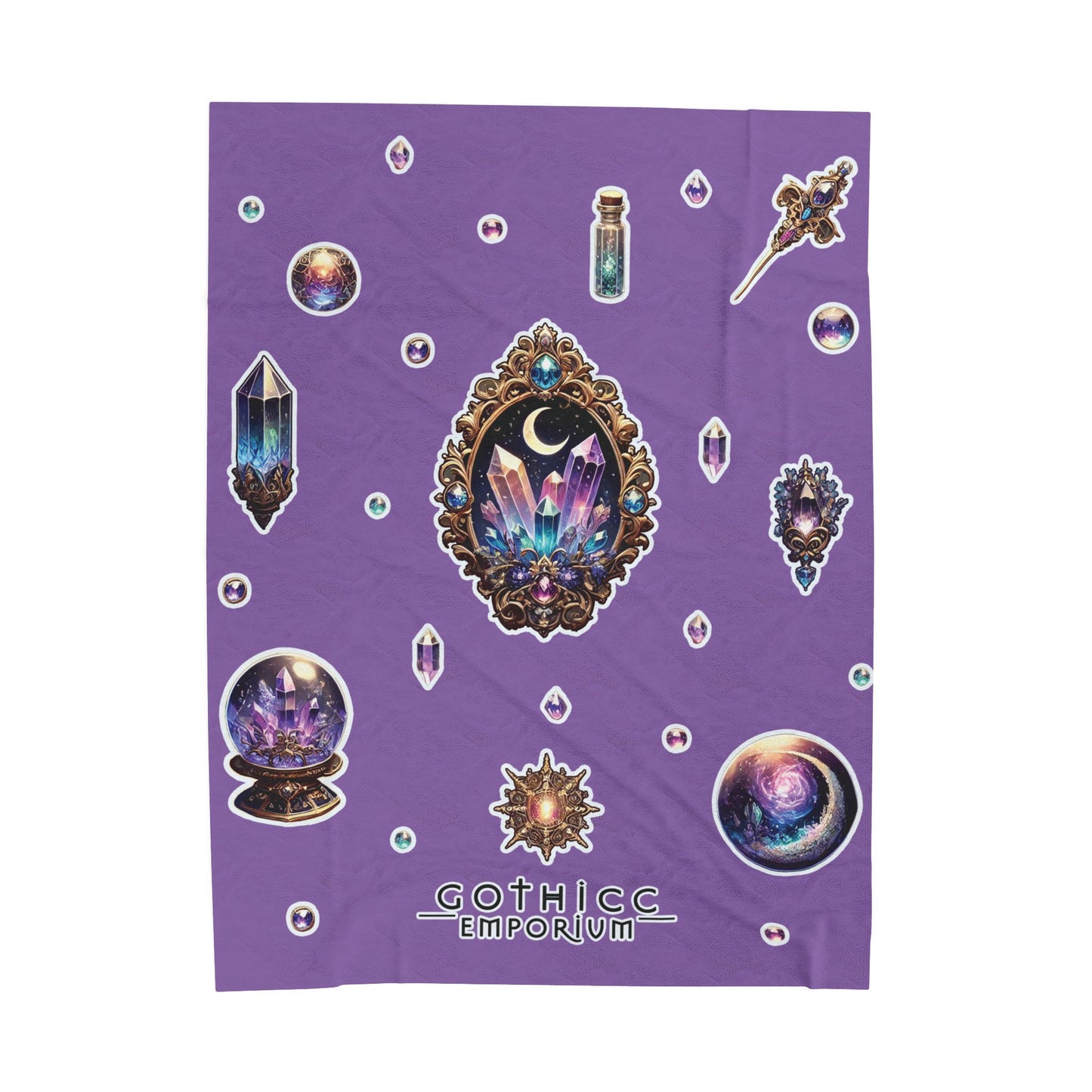 "Crystal Gem" Velveteen Plush Blanket in purple