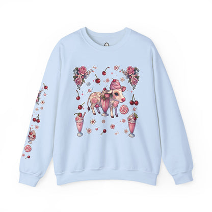 “Milkshake Cow” Unisex Heavy Blend™ Crewneck Sweatshirt — thick-cut comfort with dairy-core drip 🐄🥤🖤✨