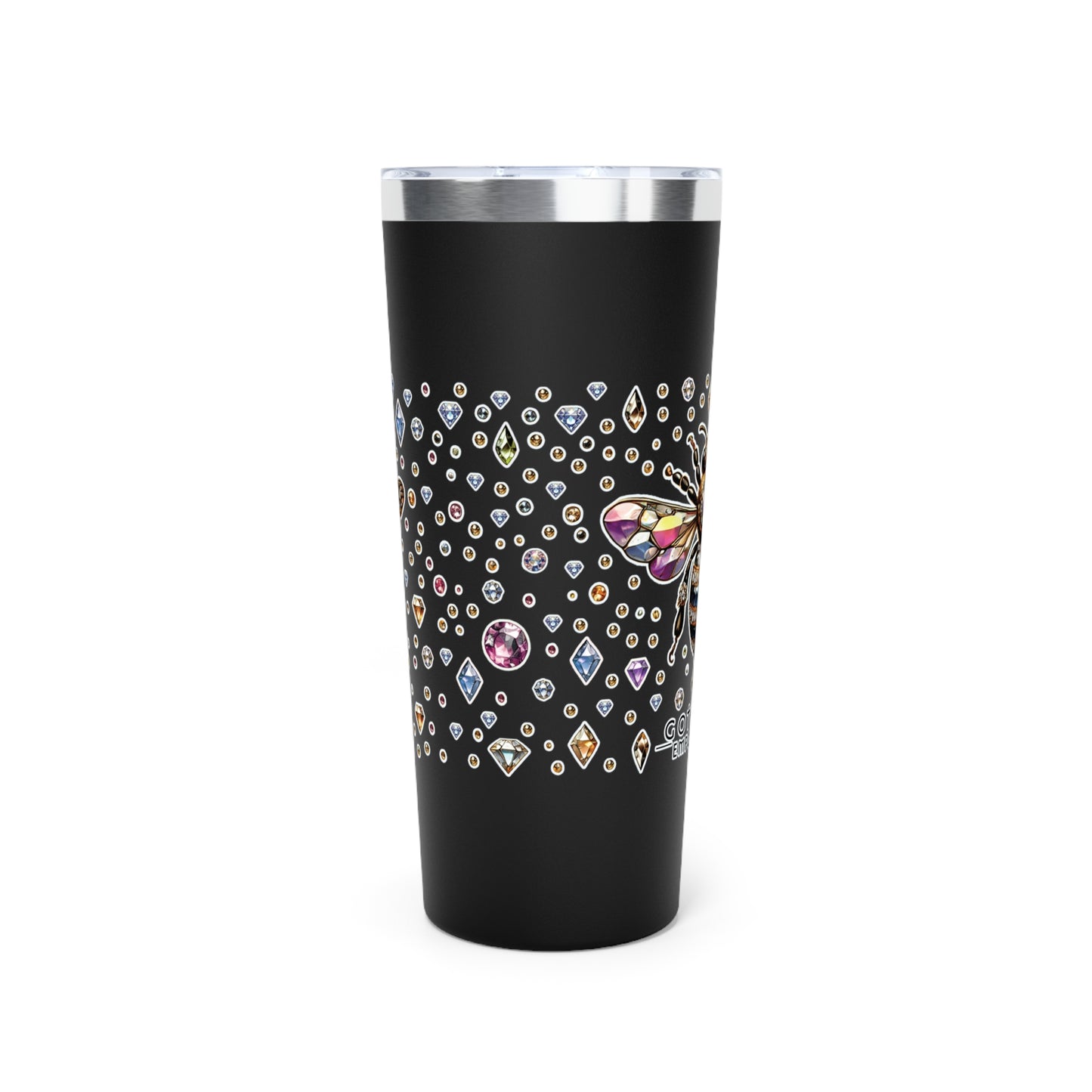 “BEEJEWEL” Copper Vacuum Insulated Tumbler – 22oz — sweet heat, sharp edge, and ready to sting 🐝🥤💎🖤