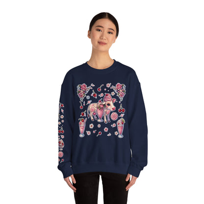 “Milkshake Cow” Unisex Heavy Blend™ Crewneck Sweatshirt — thick-cut comfort with dairy-core drip 🐄🥤🖤✨