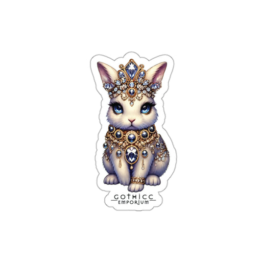 “Jeweled Bunny” Die-Cut Vinyl Sticker — cute chaos with a crystal bite 🐰💎🖤✨