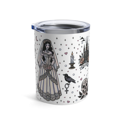 “Bride” Tumbler – 10oz White— veiled in glam, spiked with attitude 💍🥂🖤✨