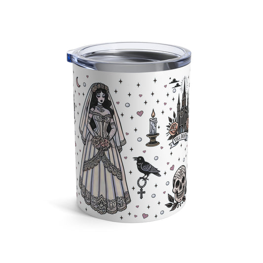 “Bride” Tumbler – 10oz White— veiled in glam, spiked with attitude 💍🥂🖤✨