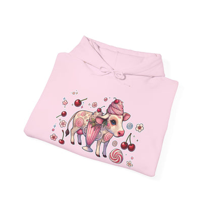 🐄🍓"Milkshake Cow” Unisex Heavy Blend™ Hooded Sweatshirt — sweet, thick, and unapologetically mooo-dy 🐄🍓🖤✨