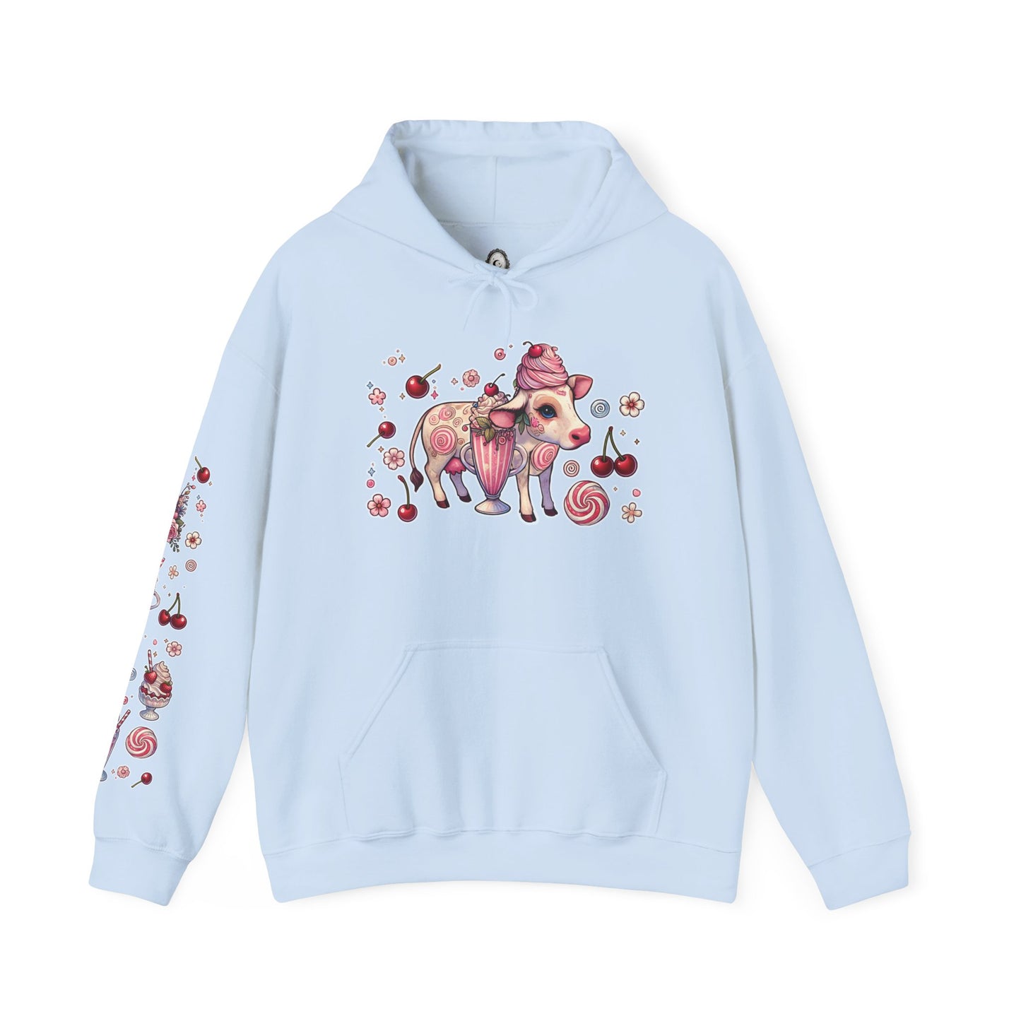 🐄🍓"Milkshake Cow” Unisex Heavy Blend™ Hooded Sweatshirt — sweet, thick, and unapologetically mooo-dy 🐄🍓🖤✨