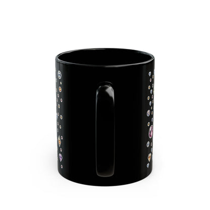 “BEEJEWEL” Black Mug (11oz & 15oz) — sweet, sharp, and brewed to buzz 🐝💎☕🖤