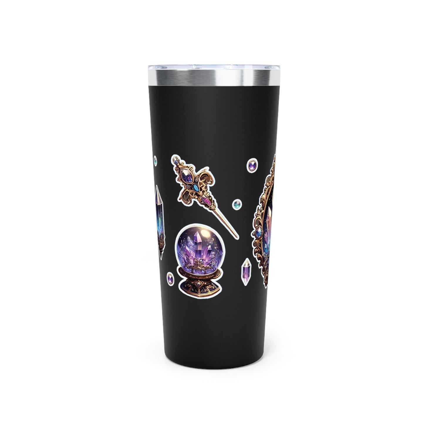 “Crystal Gem” Copper Vacuum Insulated Tumbler – 22oz — radiant energy in every sip 💎🌙☕🖤
