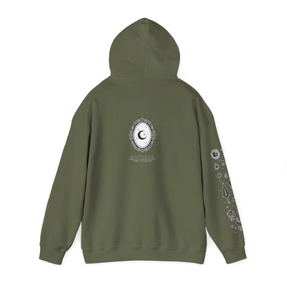 🕷️“Summer Goth Thicc” Unisex Heavy Blend™ Hooded Sweatshirt — hot, haunted, and too bold to melt 🖤🌞🕶️🕷️
