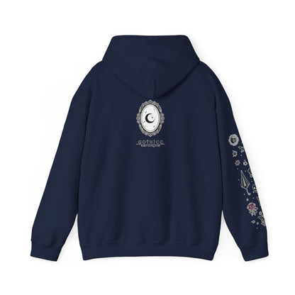 🕷️“Summer Goth Thicc” Unisex Heavy Blend™ Hooded Sweatshirt — hot, haunted, and too bold to melt 🖤🌞🕶️🕷️
