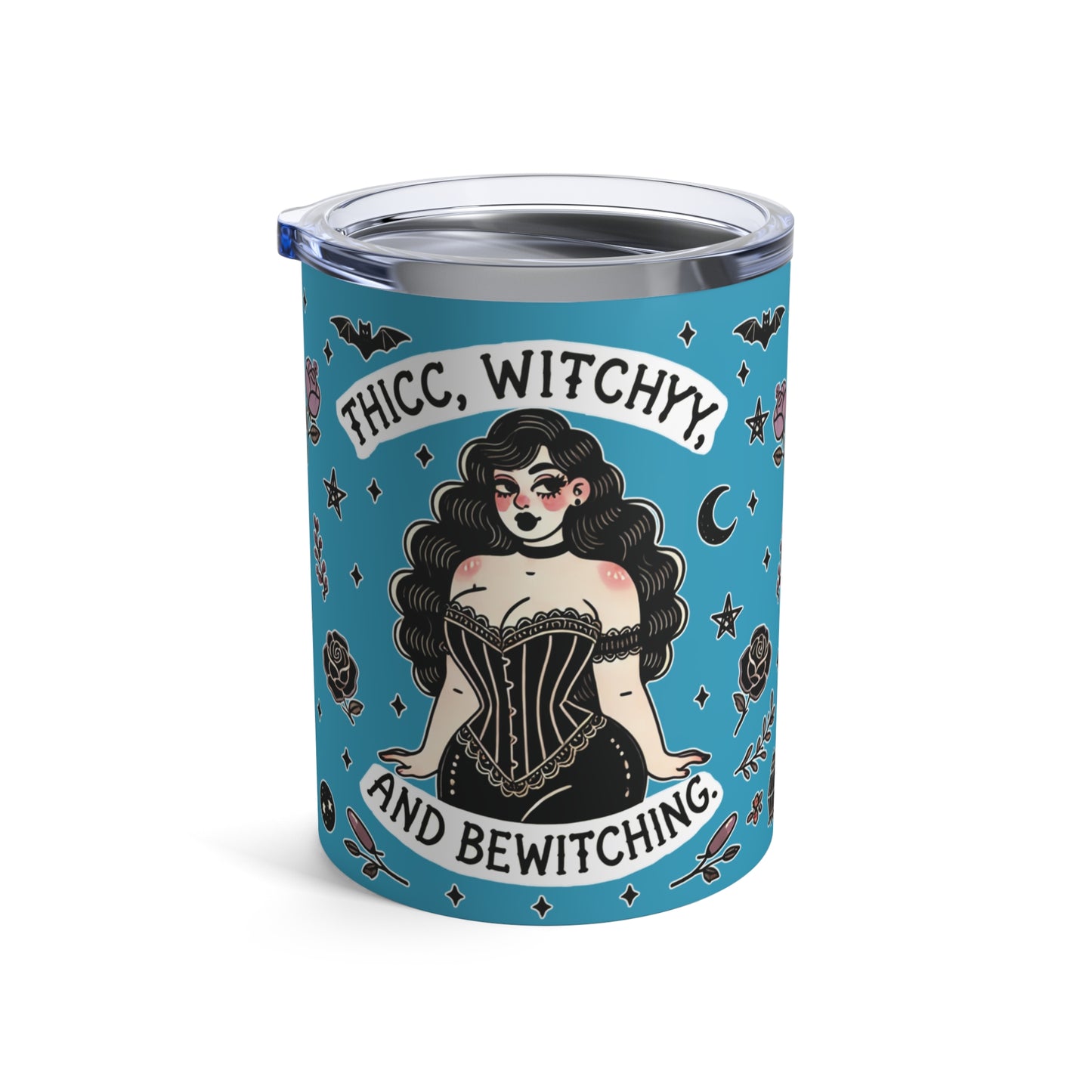 "Thicc Witchyy" Tumbler 10oz in turquoise