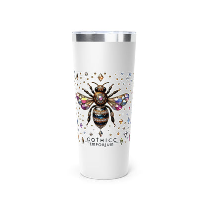 “BEEJEWEL” Copper Vacuum Insulated Tumbler – 22oz — sweet heat, sharp edge, and ready to sting 🐝🥤💎🖤