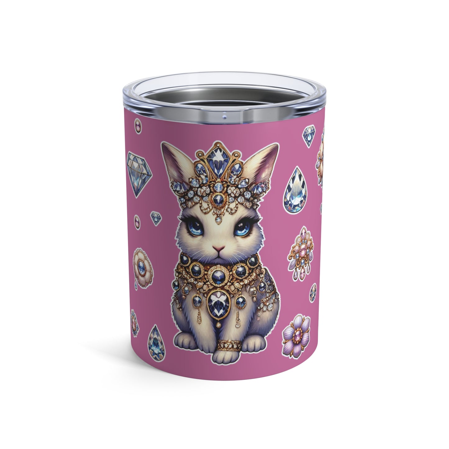 “Jeweled Bunny” Tumbler – pink 10oz — sweet, sparkly, and built for bold sips 🐰💅💎🖤