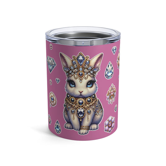 “Jeweled Bunny” Tumbler – pink 10oz — sweet, sparkly, and built for bold sips 🐰💅💎🖤
