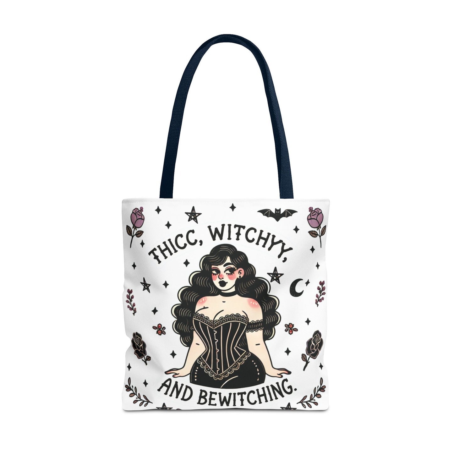 🧹 “Thicc Witchyy” Tote Bag – White (18x18)