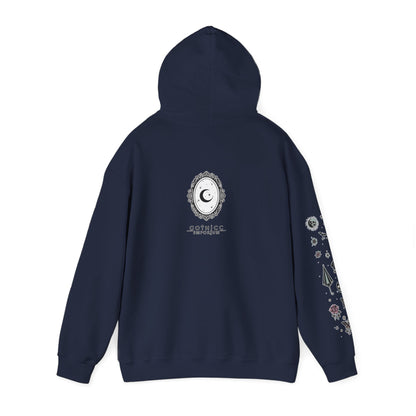 🕷️“Summer Goth Thicc” Unisex Heavy Blend™ Hooded Sweatshirt — hot, haunted, and too bold to melt 🖤🌞🕶️🕷️