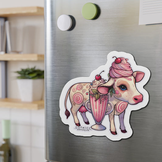 “Milkshake Cow” Die-Cut Magnet — thicc, magnetic, and dairy with a dark side 🐄🖤🥤✨