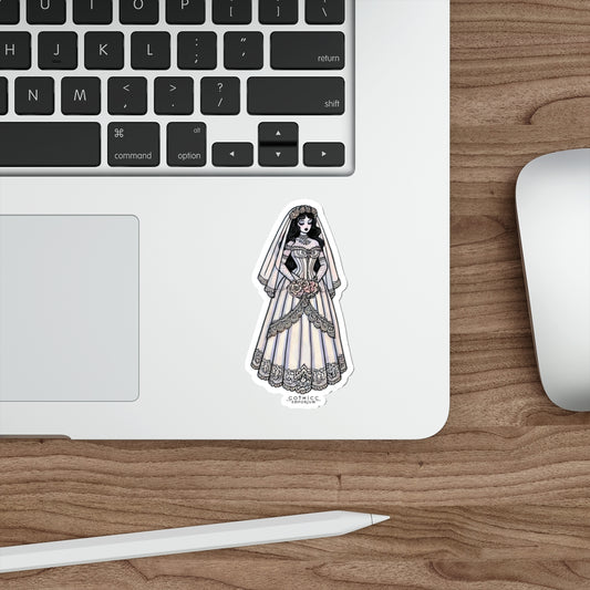 “Bride” Die-Cut Vinyl Sticker — spooky vows & sharp edges only 👰‍♀️💀🖤💍