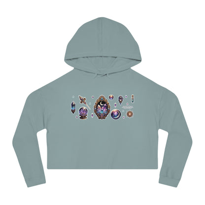 🔮 “Crystal Gem” Cropped Hooded Sweatshirt — glowing, grounded, and glam in every layer 💎🌙🖤✨