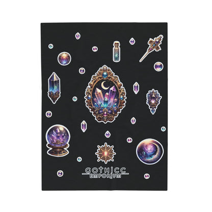 "Crystal Gem" Velveteen Plush Blanket in Black