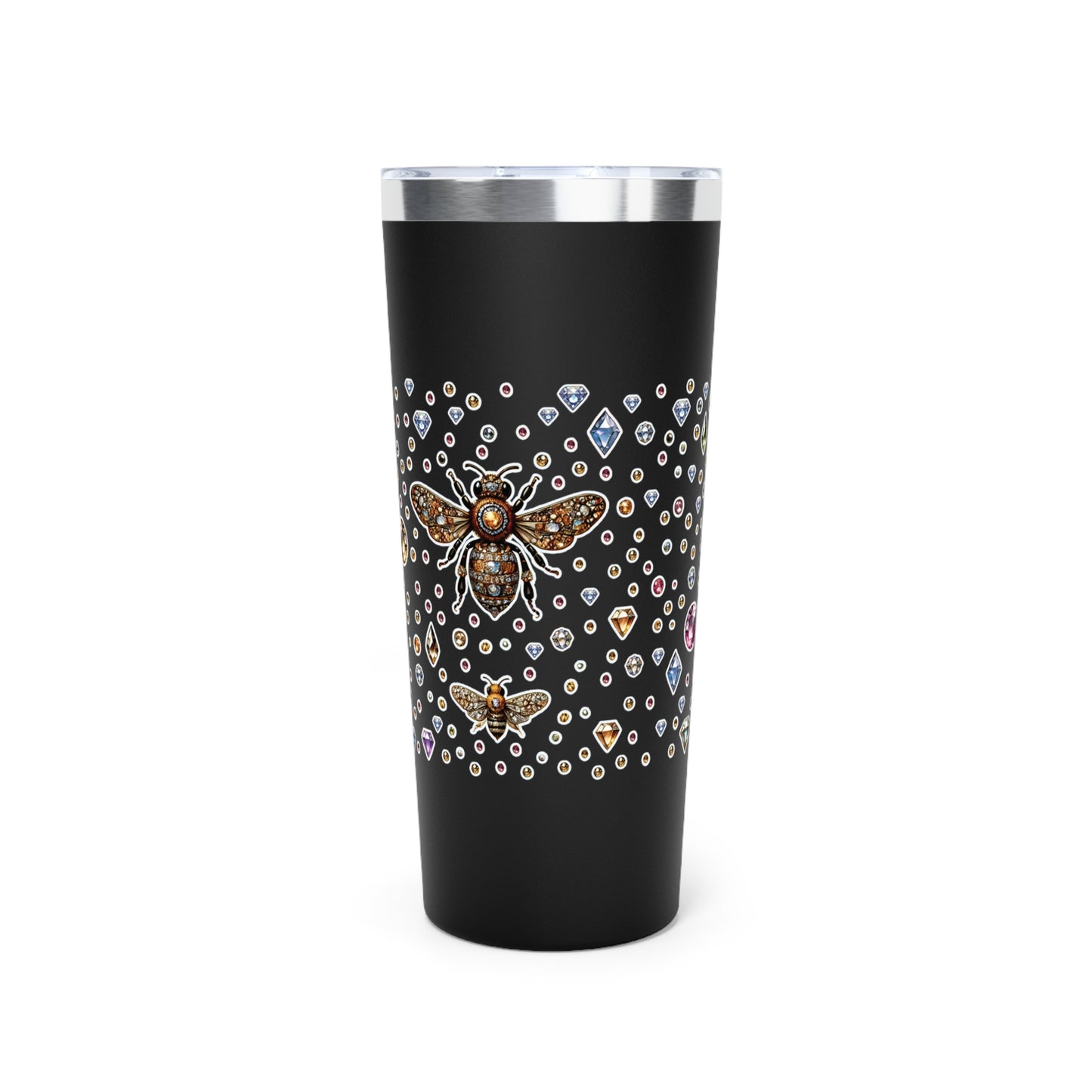 “BEEJEWEL” Copper Vacuum Insulated Tumbler – 22oz — sweet heat, sharp edge, and ready to sting 🐝🥤💎🖤