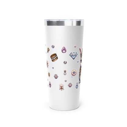 “Jeweled Bunny” Copper Vacuum Insulated Tumbler – 22oz — cute, cold, and always in control 🐰💅💎🖤