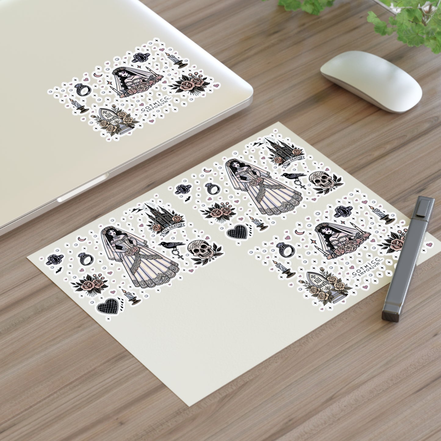 “Bride” Sticker Sheet – 11x8.5 — dark romance for your big day 👰‍♀️🖤💍✨