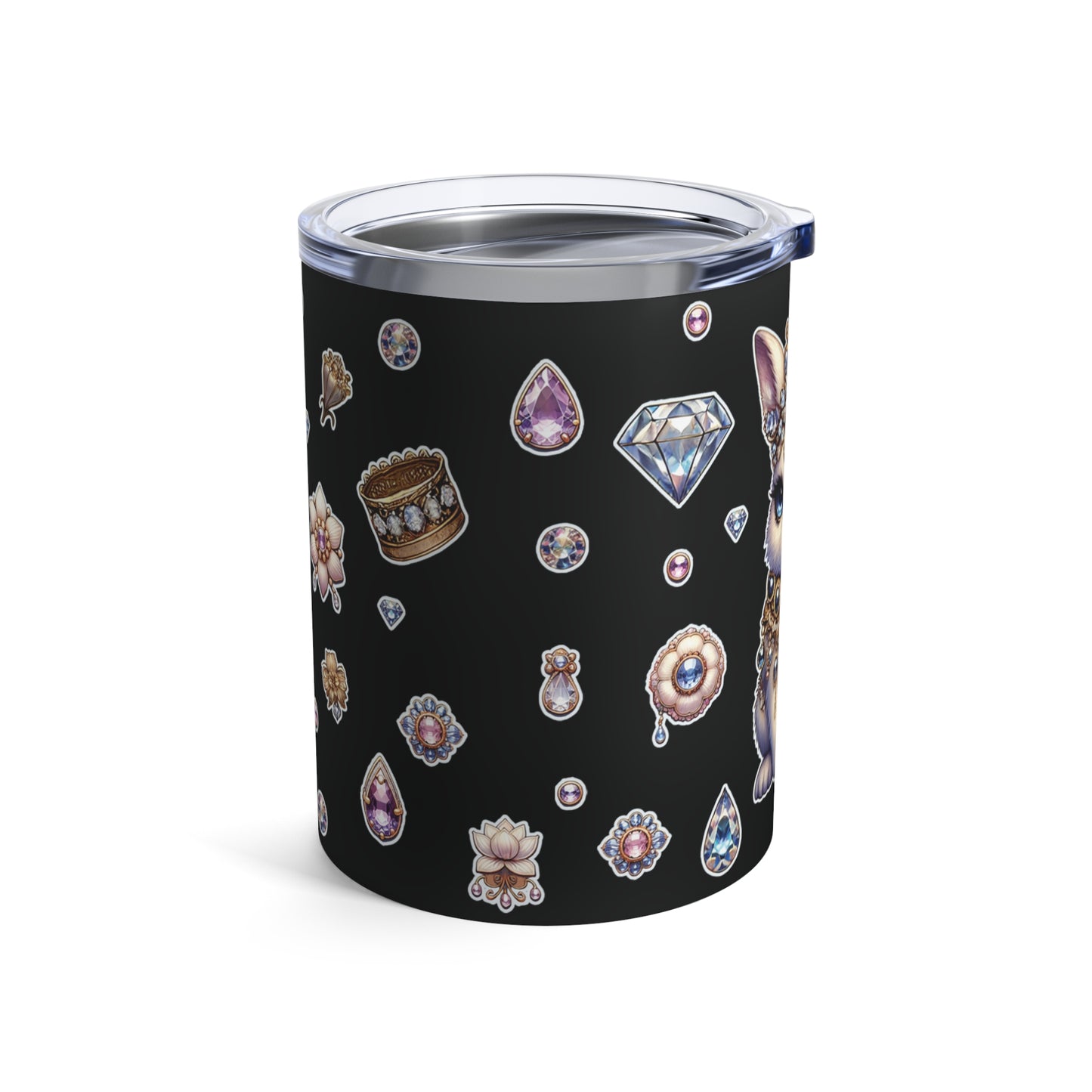 Jeweled Bunny” Tumbler – 10oz  Black— glittery, glam, and dangerously adorable 🐰💎🥤🖤