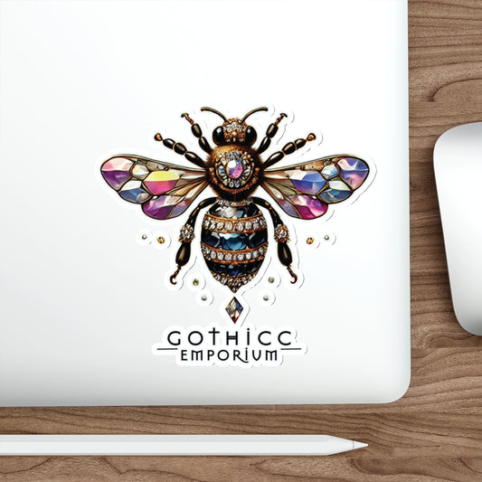 “BEEJEWEL” Die-Cut Vinyl Sticker — buzzing glam with a venomous vibe 🐝💎🖤✨