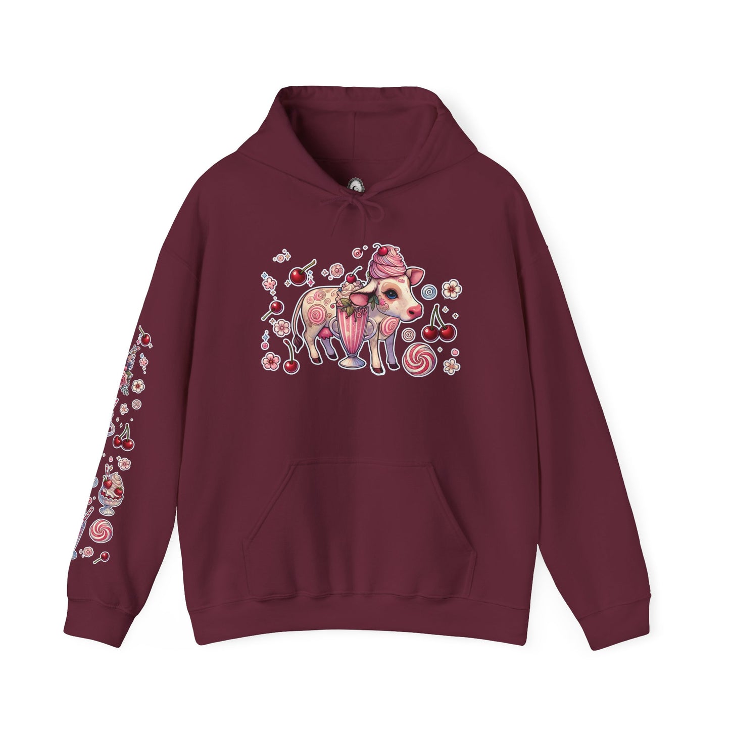 🐄🍓"Milkshake Cow” Unisex Heavy Blend™ Hooded Sweatshirt — sweet, thick, and unapologetically mooo-dy 🐄🍓🖤✨