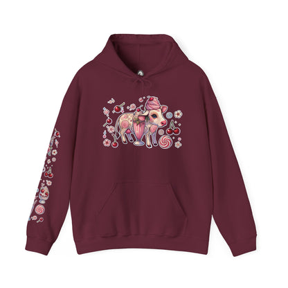 🐄🍓"Milkshake Cow” Unisex Heavy Blend™ Hooded Sweatshirt — sweet, thick, and unapologetically mooo-dy 🐄🍓🖤✨