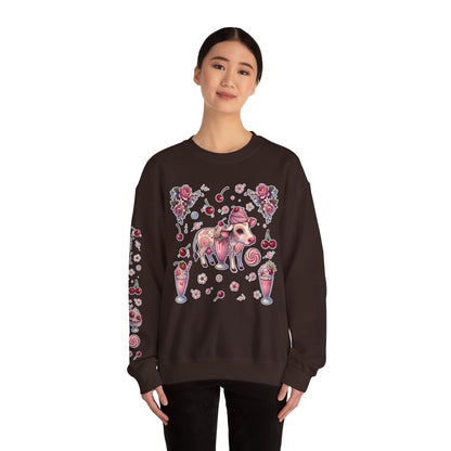“Milkshake Cow” Unisex Heavy Blend™ Crewneck Sweatshirt — thick-cut comfort with dairy-core drip 🐄🥤🖤✨