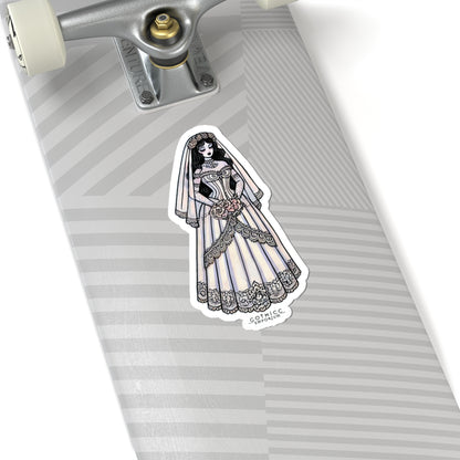 “Bride” Kiss-Cut Sticker — hauntingly hitched and cute as hell 👰‍♀️💀🖤💍