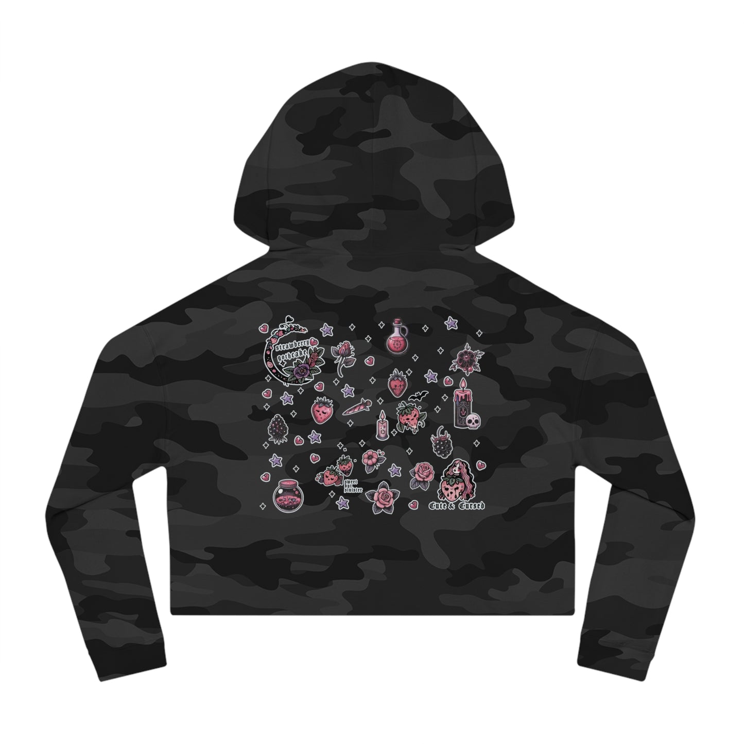 🍓“Berry Bewitched” Cropped Hooded Sweatshirt — juicy, hexed, and laced with dark sweetness 🔮🖤✨
