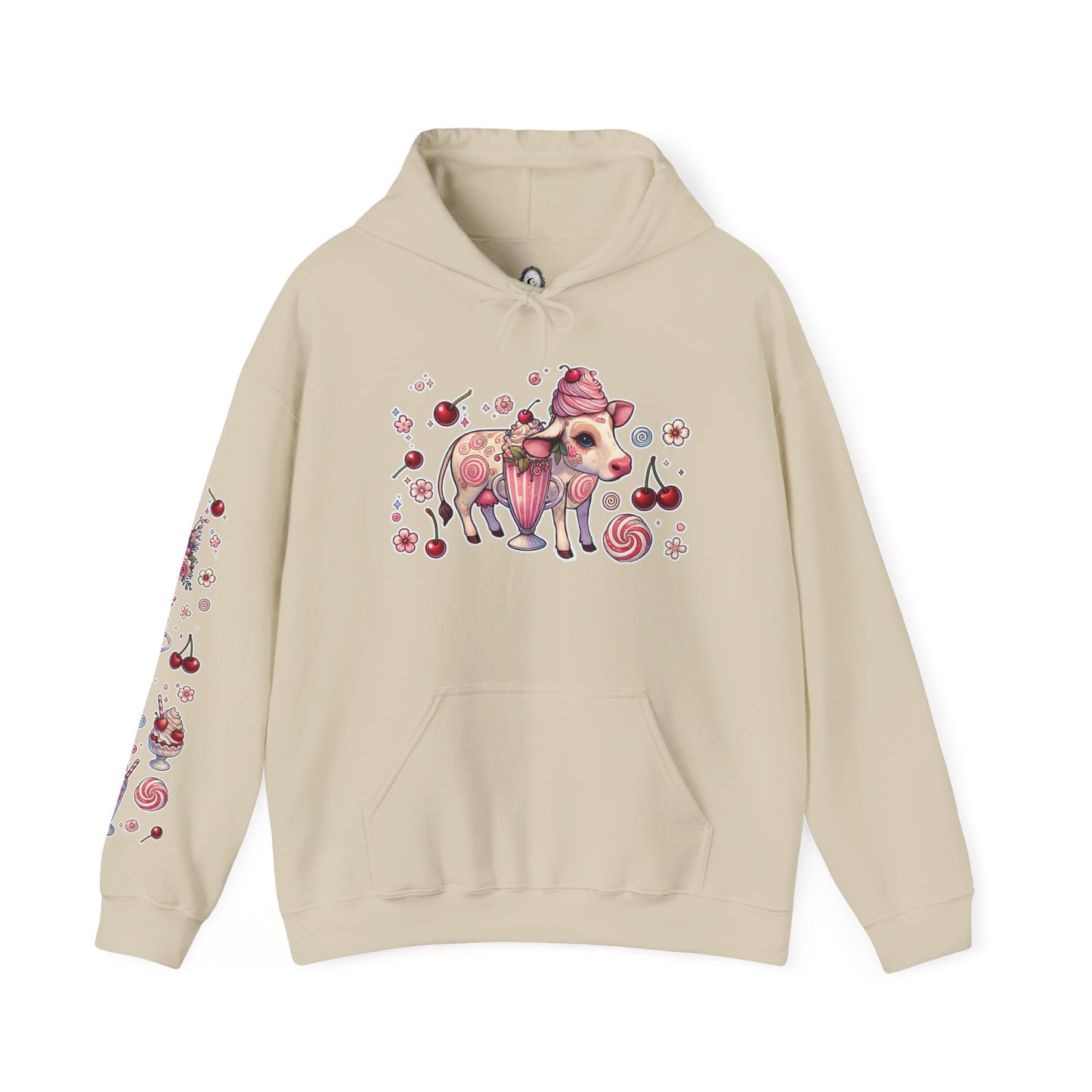 🐄🍓"Milkshake Cow” Unisex Heavy Blend™ Hooded Sweatshirt — sweet, thick, and unapologetically mooo-dy 🐄🍓🖤✨