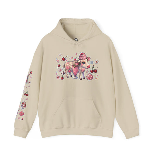 🐄🍓"Milkshake Cow” Unisex Heavy Blend™ Hooded Sweatshirt — sweet, thick, and unapologetically mooo-dy 🐄🍓🖤✨