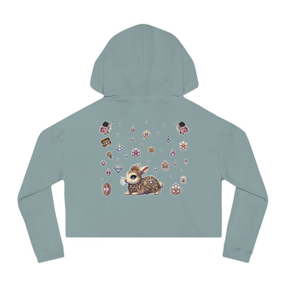 🐰“Jeweled Bunny” Cropped Hooded Sweatshirt — cute, cutthroat, and covered in crystals 🐰💎🖤✨