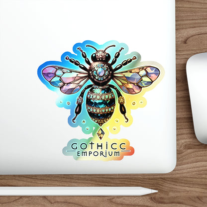 🐝 “BEEJEWEL” Holographic Die-Cut Sticker — buzzworthy sparkle with bite 💎🖤🌈