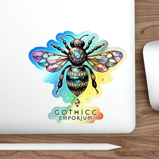 🐝 “BEEJEWEL” Holographic Die-Cut Sticker — buzzworthy sparkle with bite 💎🖤🌈