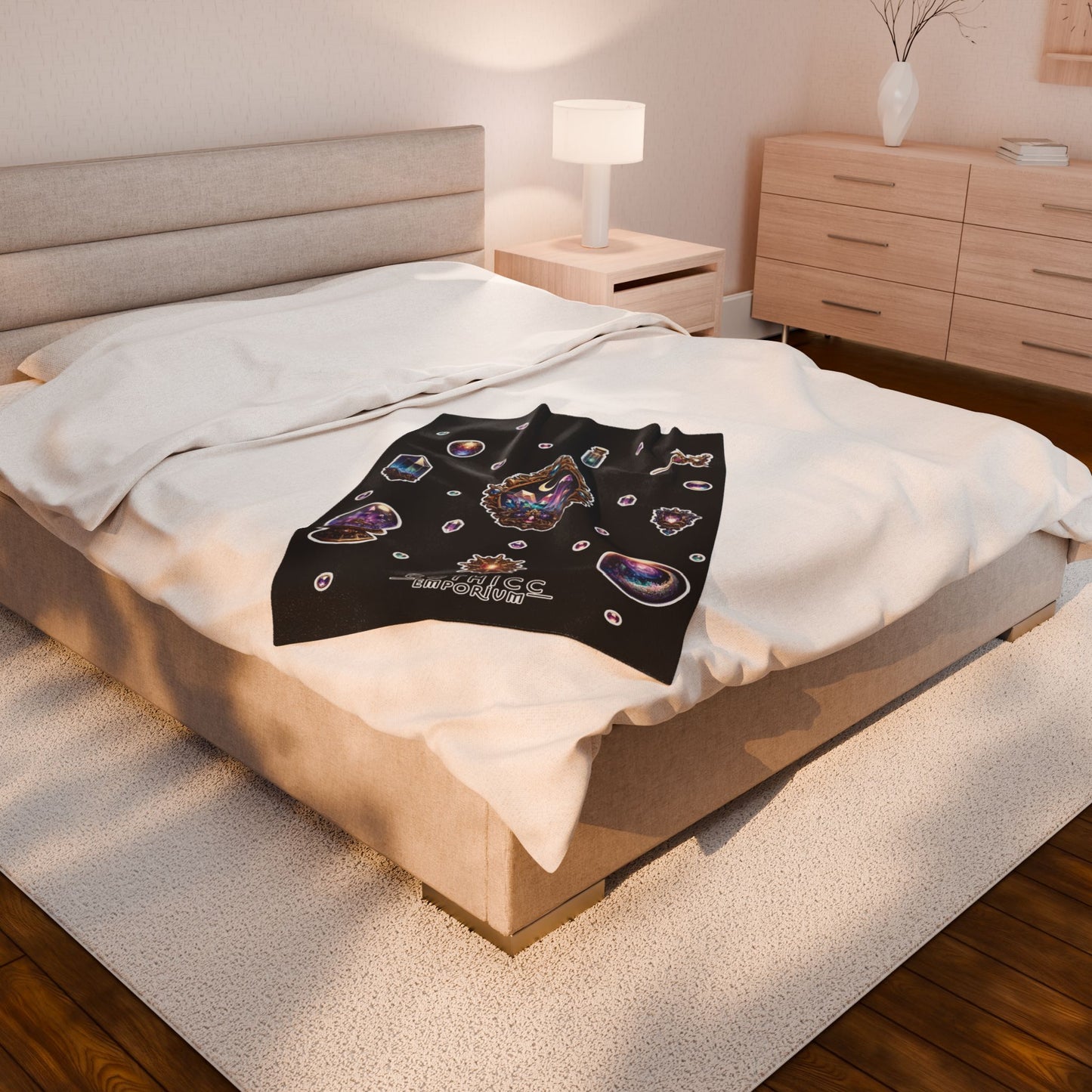 "Crystal Gem" Velveteen Plush Blanket in Black