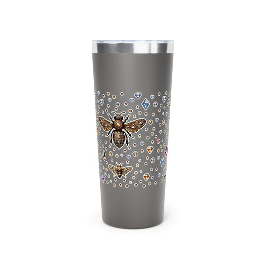 “BEEJEWEL” Copper Vacuum Insulated Tumbler – 22oz — sweet heat, sharp edge, and ready to sting 🐝🥤💎🖤