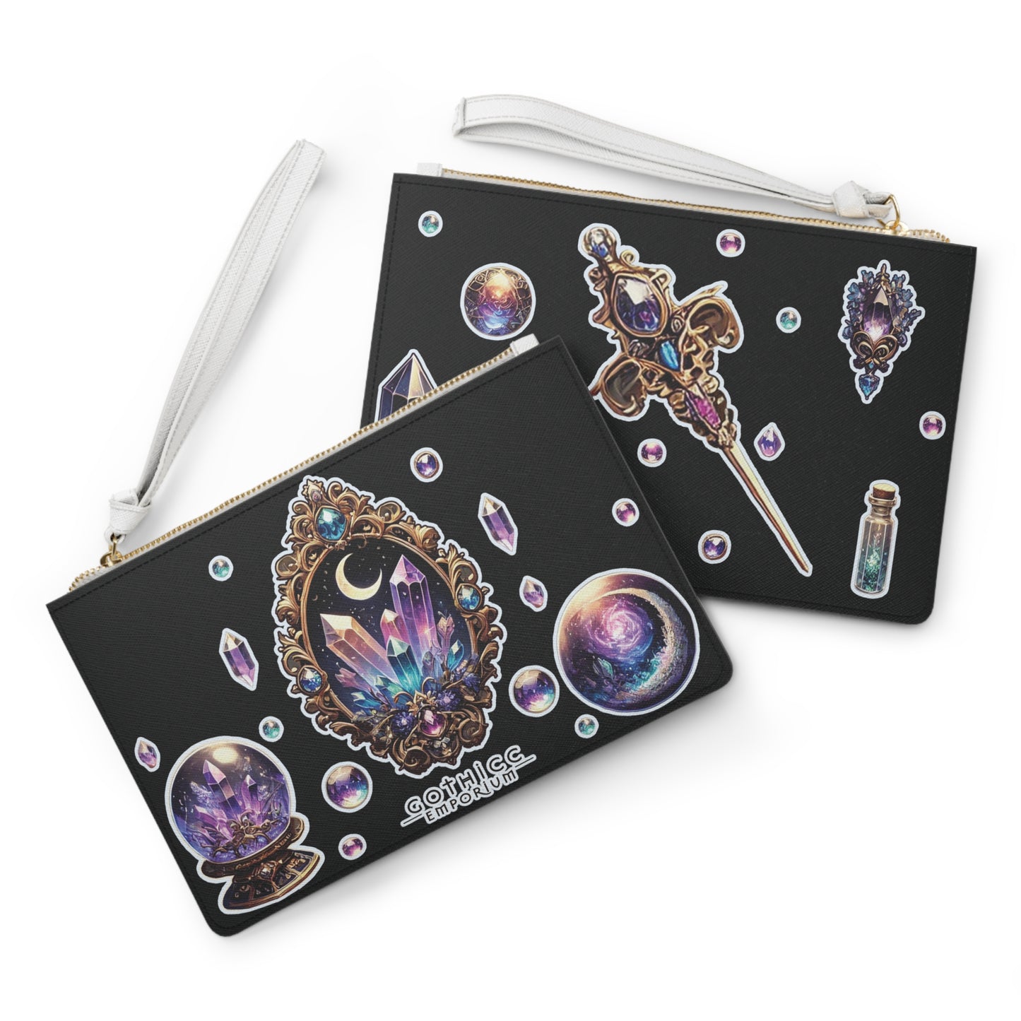 "Crystal Gem" Clutch Bag in black