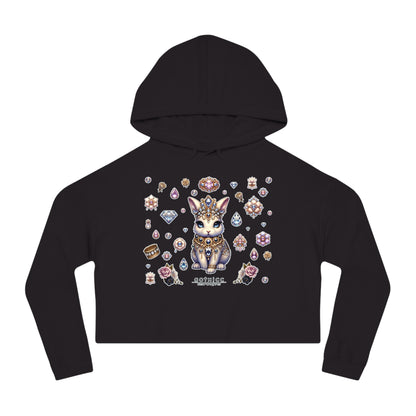 🐰“Jeweled Bunny” Cropped Hooded Sweatshirt — cute, cutthroat, and covered in crystals 🐰💎🖤✨