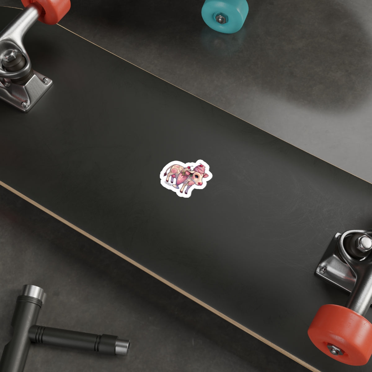 “Milkshake Cow” Die-Cut Vinyl Sticker — udderly unhinged and cute to curse 🐄🍓🖤