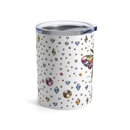 “BEEJEWEL” Tumbler – 10oz in White — buzzing, bold, and built to sip with sting 🐝💎🥤🖤