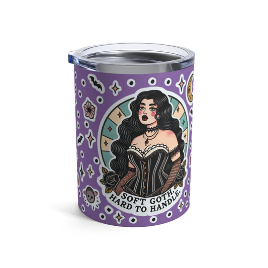 “Soft Goth” Tumbler – 10oz in purple — delicate, dangerous, and made to sip in silence and slay 🖤🌫️✨