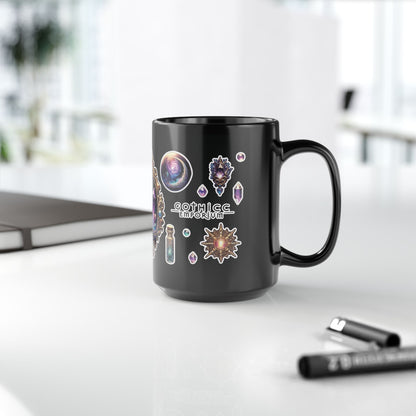 “Crystal Gem” Black Mug (11oz & 15oz) — mystical, moody, and made for magic sips 💎☕🌑✨