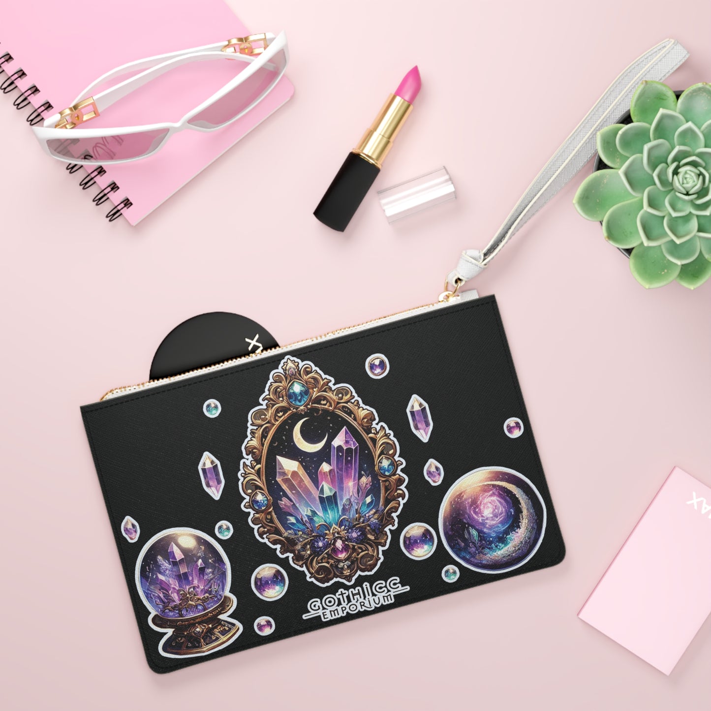 "Crystal Gem" Clutch Bag in black