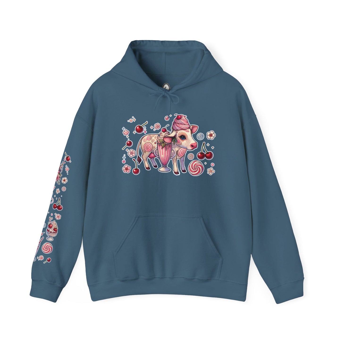 🐄🍓"Milkshake Cow” Unisex Heavy Blend™ Hooded Sweatshirt — sweet, thick, and unapologetically mooo-dy 🐄🍓🖤✨
