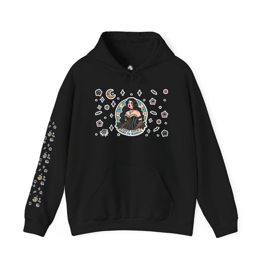 🕸️“Soft Goth” Unisex Heavy Blend™ Hooded Sweatshirt — dreamy, deadly, and not here to be tamed 🖤🌙🕸️✨